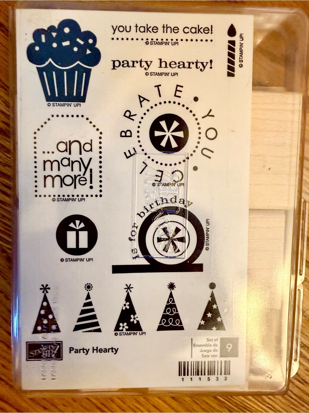 Stampin' Up! Party Hearty Clear Stamp Set - Black & Blue Accents Brand New